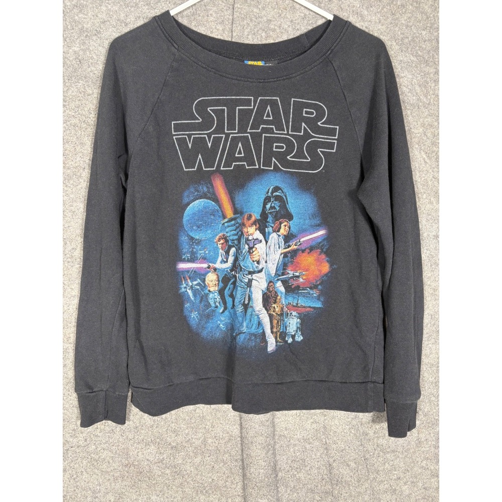 Star Wars A New Hope Graphic Sweatshirt Black Raglan Pullover Small